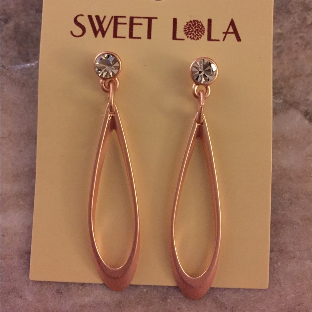 Gold Dangle Earrings with Crystal Studs